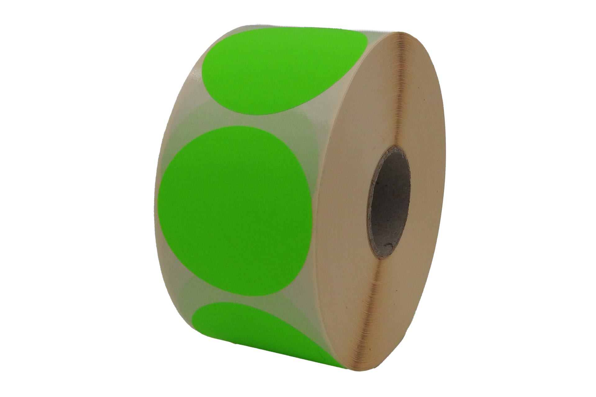 Fluor groene etiketten ⌀ 62mm á 1.500 per rol