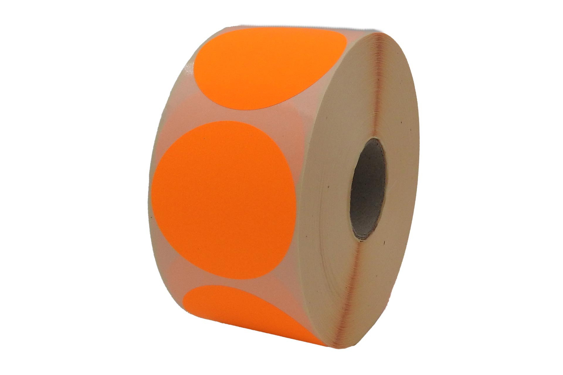 Fluor oranje etiketten ⌀ 62mm á 1.500 per rol