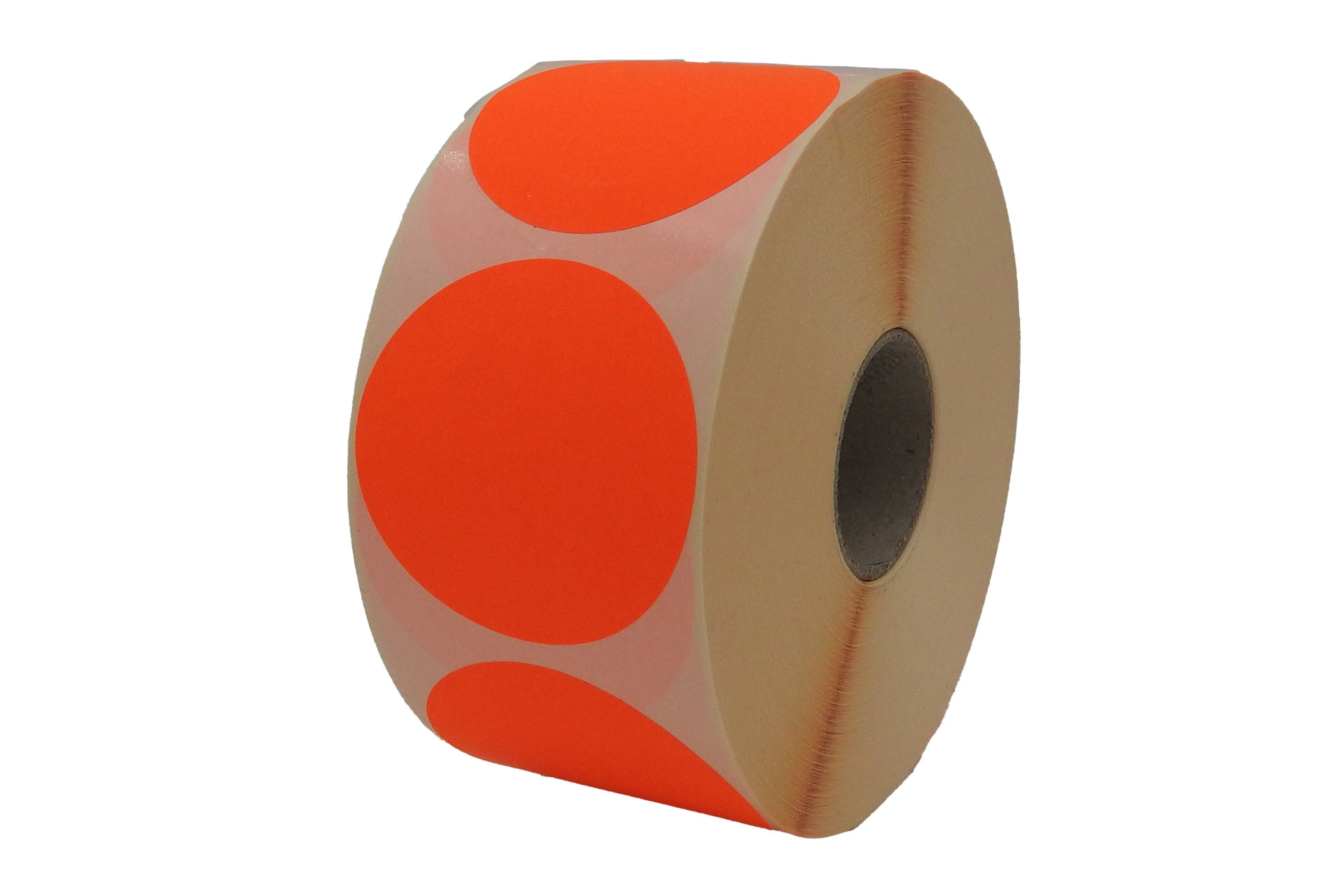 Fluor rode etiketten ⌀ 62mm á 1.500 per rol