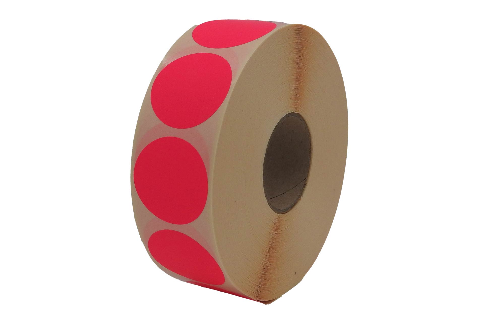 Fluor roze etiketten ⌀ 35mm á 2.000 per rol